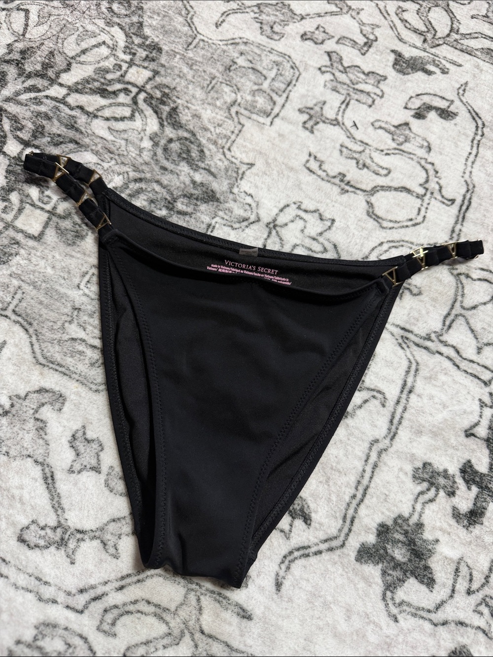 Victoria's Secret Black Bikini Bottom with Gold Accent Hardware